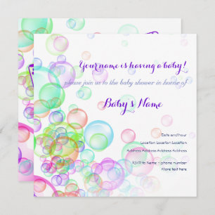 Rainbow Soap Bubbles Baby Dusche Einladung