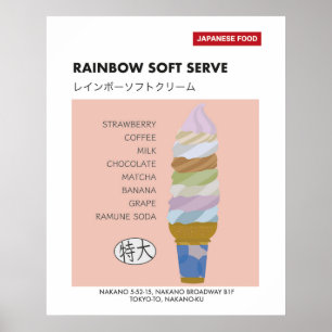 Rainbow Soft Serve, Nakano Broadway Tokyo Japan Poster