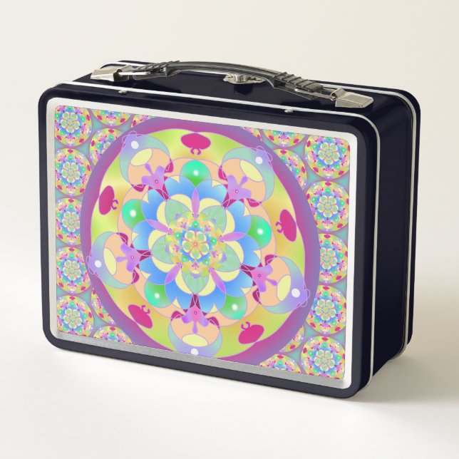 Rainbow Song Mandala Metall Brotdose (Rückseite)
