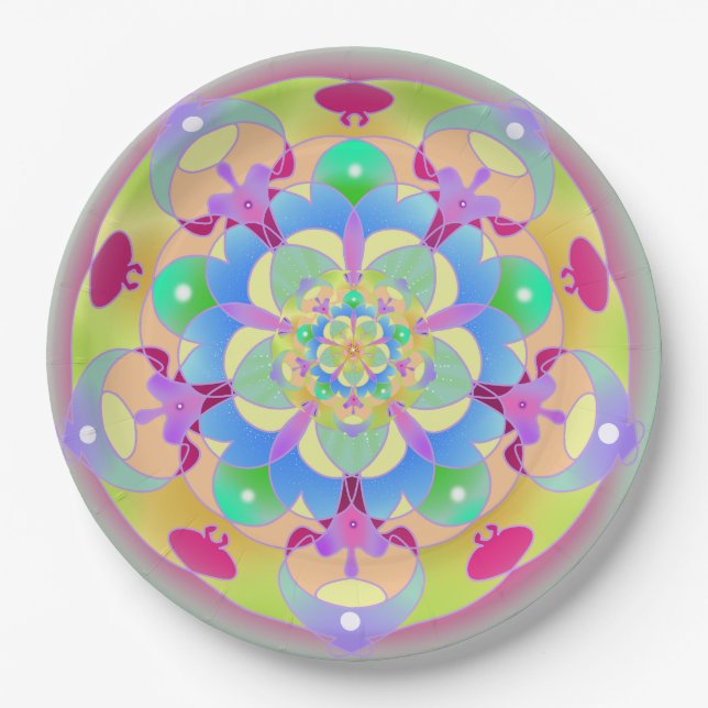 Rainbow Song Mandala Pappteller (Vorderseite)