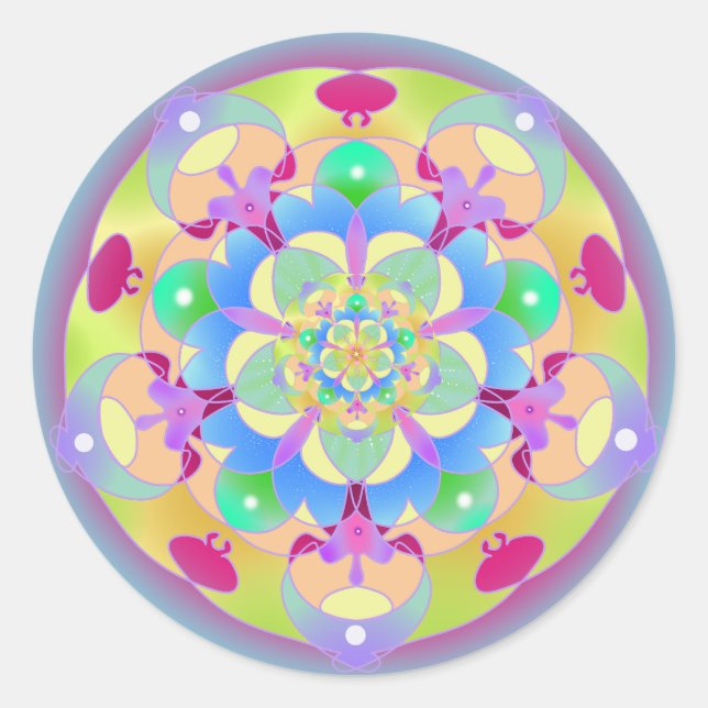 Rainbow Song Mandala Runder Aufkleber (Vorderseite)