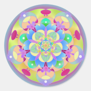 Rainbow Song Mandala Runder Aufkleber