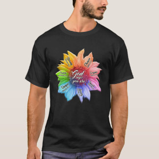 Rainbow Sonnenblume Gott sagt, Sie sind CHRISTEN L T-Shirt