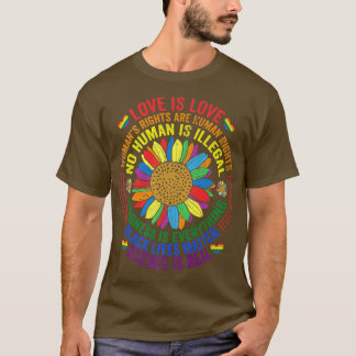 Rainbow Sonnenblumen Liebe ist Liebe LGBT Science  T-Shirt