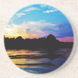 Rainbow-Sonnenuntergang auf dem Bergsee Getränkeuntersetzer