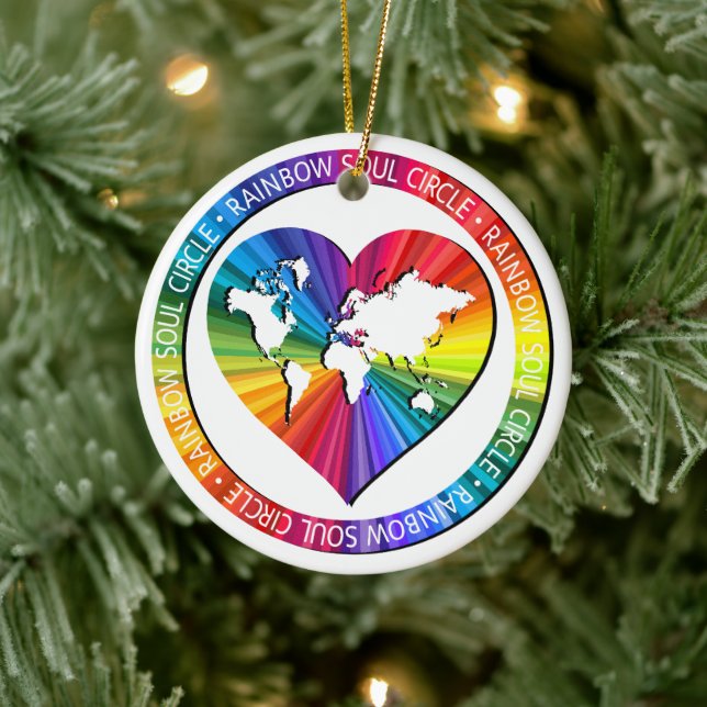 Rainbow Soul Circle Keramik Ornament (Baum)
