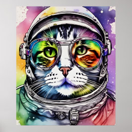 Rainbow Space Cat Poster