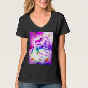 Rainbow Space Mops auf fliegendem Einhorn mit ta T-Shirt