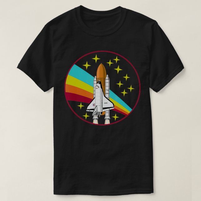 Rainbow Space Shuttle Rocket Launch T-Shirt (Design vorne)