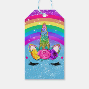 Rainbow Sparkle Glittery Unicorn Horn Face Party Geschenkanhänger