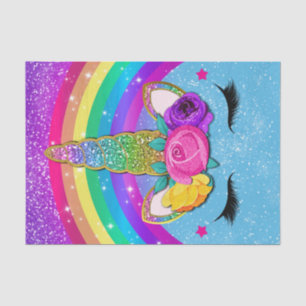 Rainbow Sparkle Glittery Unicorn Horn Face Party Seidenpapier