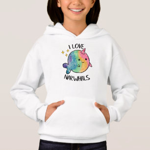 Rainbow Sparkle I Liebe Narwhal Hoodie