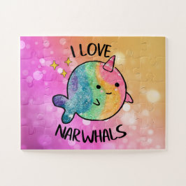 Rainbow Sparkle I Liebe Narwhal Puzzle
