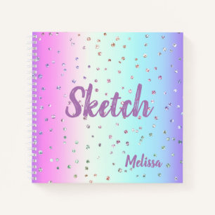 Rainbow Sparkle Monogram Sketchbook Notizbuch
