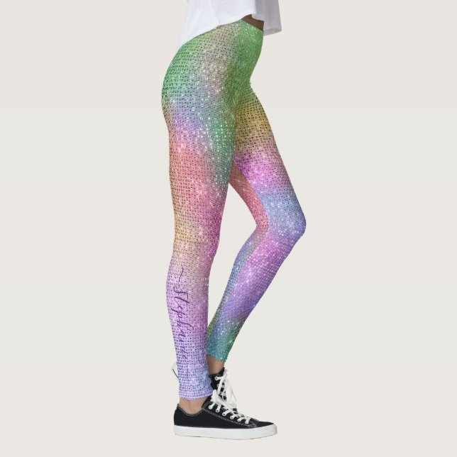 Rainbow Sparkle Personalisiert Leggings (Rechts)