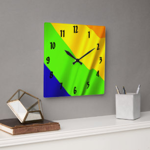 Rainbow-Spaß-Kinderdesign Quadratische Wanduhr