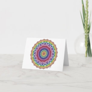 Rainbow Spiral and Geometric Blume Mandala Karte
