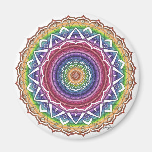Rainbow Spiral and Geometric Blume Mandala Magnet