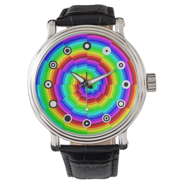 Rainbow Spiral (Binary Face) von Kenneth Yoncich Armbanduhr (Vorderseite)