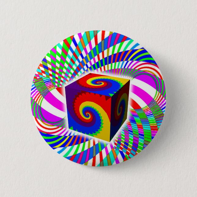 Rainbow Spiral Cube Button (Vorderseite)