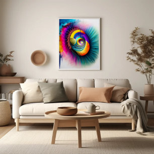 Rainbow Spiral Eye Abstrakt Hypnotic Visionary Poster