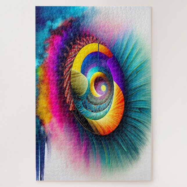 Rainbow Spiral Eye Abstrakt Hypnotic Visionary Puzzle (Vertikal)