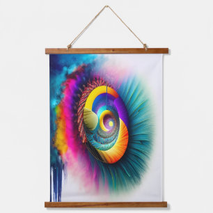Rainbow Spiral Eye Abstrakt Hypnotic Visionary Wandteppich Mit Holzrahmen