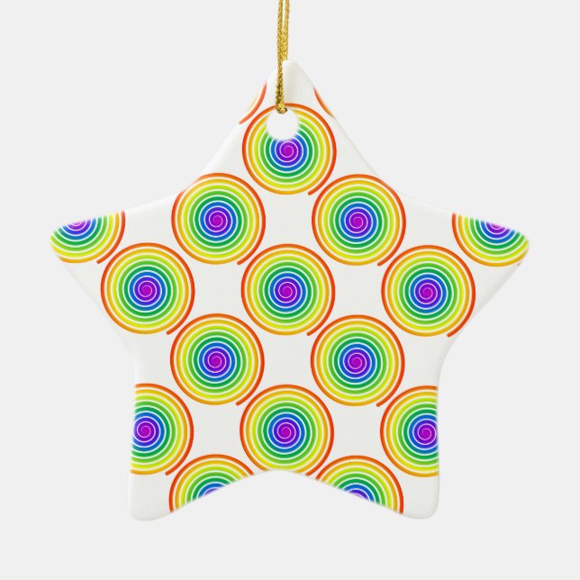 Rainbow Spiral Muster Keramik Ornament (Vorne)