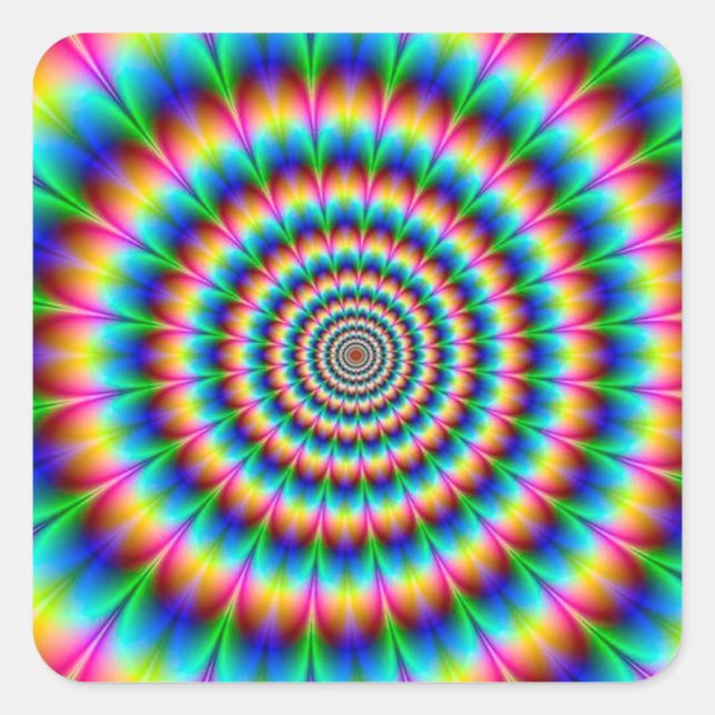Rainbow Spiral Optical Illusion Quadratischer Aufkleber (Vorderseite)