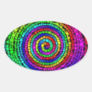 Rainbow Spiral Ovaler Aufkleber