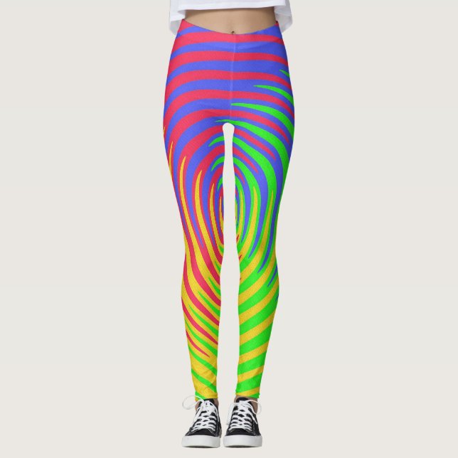 Rainbow Spiral Rot Gelb Blau Leggings (Vorderseite)