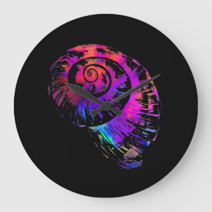 Rainbow Spiral Seashell Große Wanduhr