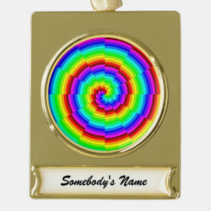 Rainbow Spiral von Kenneth Yoncich Banner-Ornament Gold