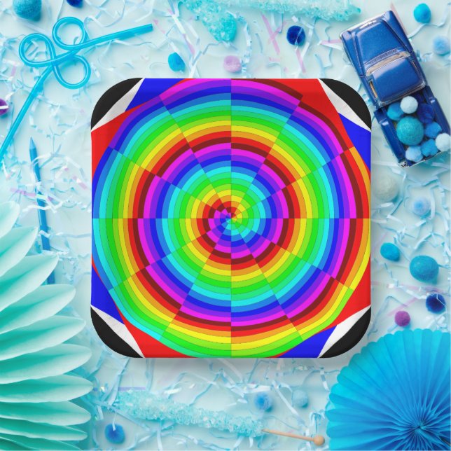 Rainbow Spiral von Kenneth Yoncich Pappteller (Party)