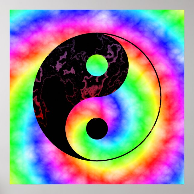 Rainbow Spiral Yin Yang Poster (Vorne)