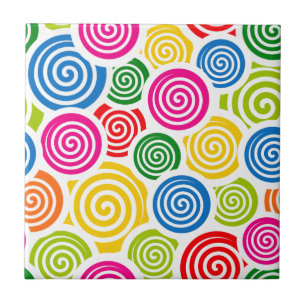 Rainbow Spirals Tile Fliese