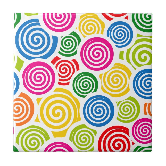 Rainbow Spirals Tile Fliese (Vorderseite)