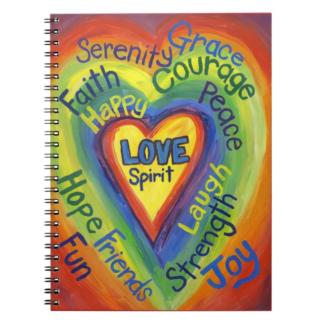 Rainbow Spirit Heart Liebe Art Journal Notizblock (Vorderseite)