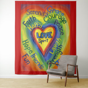 Rainbow Spirit Liebe Heart Tapestry Wand hängen Wandteppich