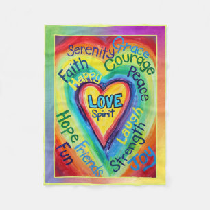 Rainbow Spirit Words Blanket Fleecedecke