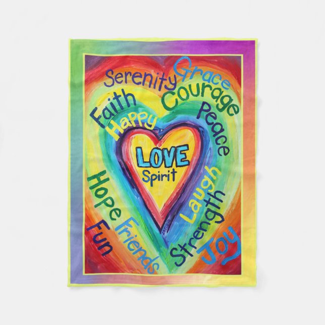 Rainbow Spirit Words Blanket Fleecedecke (Vorderseite)