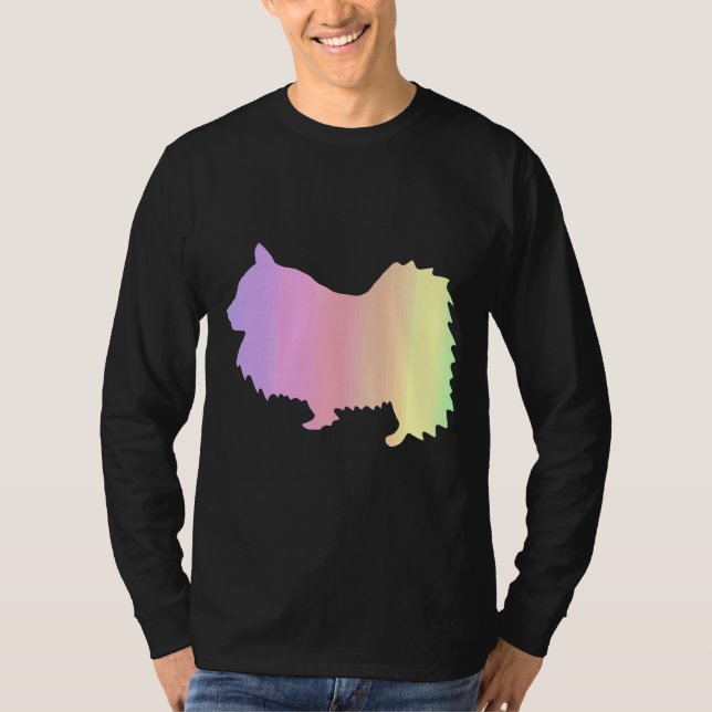 Rainbow Spitz Hund Kontur T-Shirt (Vorderseite)
