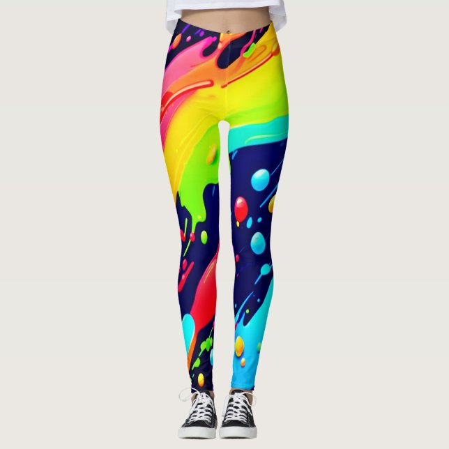 Rainbow Splash Art Leggings (Vorderseite)