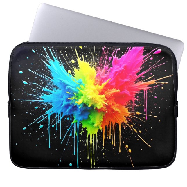 Rainbow Splash Powder Art Laptopschutzhülle (Vorderseite)