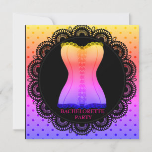 Rainbow SPOT CORSET JUNGGESELINNEN-ABSCHIED INVITA Einladung