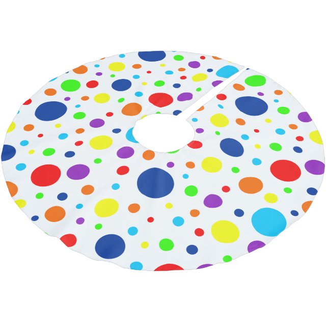 Rainbow Spots Baumrock Polyester Weihnachtsbaumdecke (Schrägansicht)