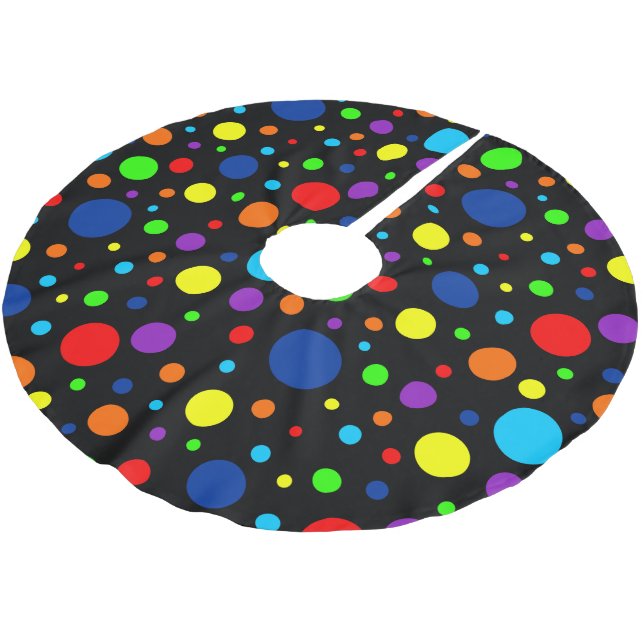 Rainbow Spots Tree Skirt Polyester Weihnachtsbaumdecke (Schrägansicht)