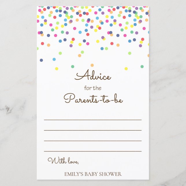 Rainbow Sprinkle Baby Showspiel DRUCKT (Vorderseite)