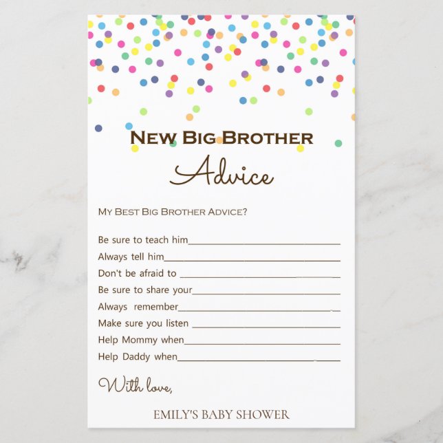 Rainbow Sprinkle Baby Showspiel DRUCKT (Vorderseite)