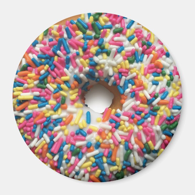 Rainbow Sprinkle Donut 3-Zoll-Rundmagnet Magnet (Vorne)